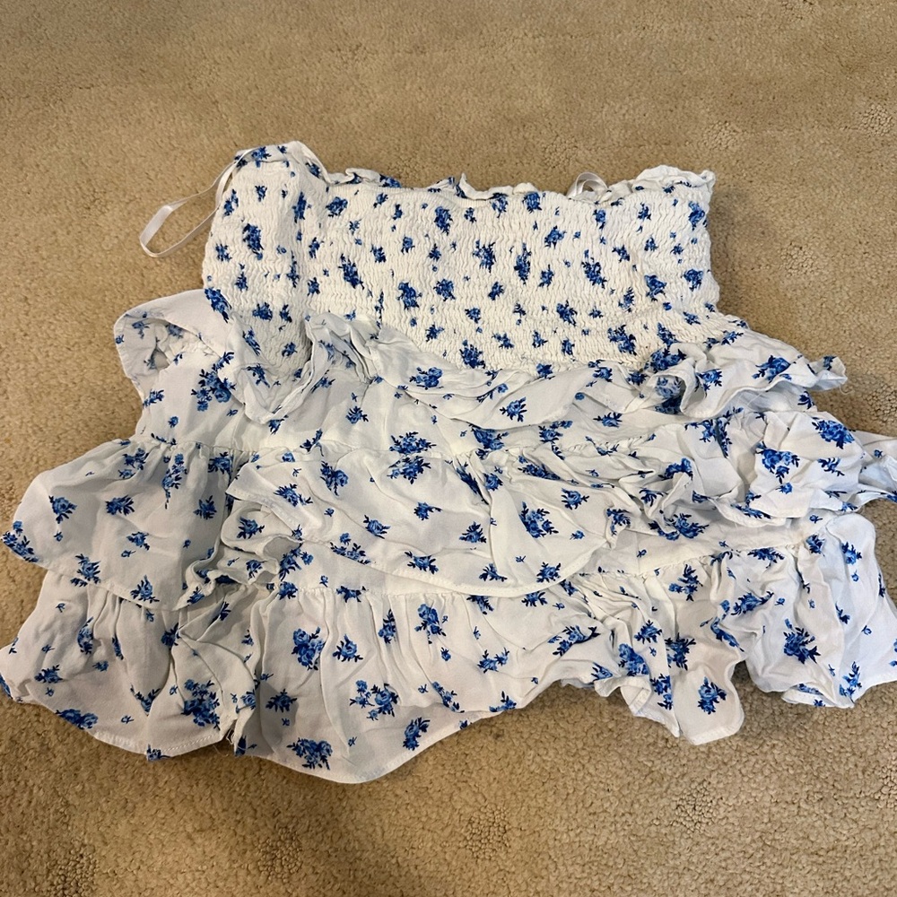 Cotton Candy White and Blue Bubble Mini Skirt